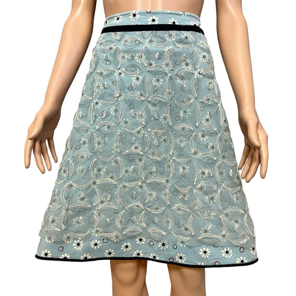 Anthropologie Snak Floral Skirt Size 10 Embroidered Mesh Overall Cottagecore